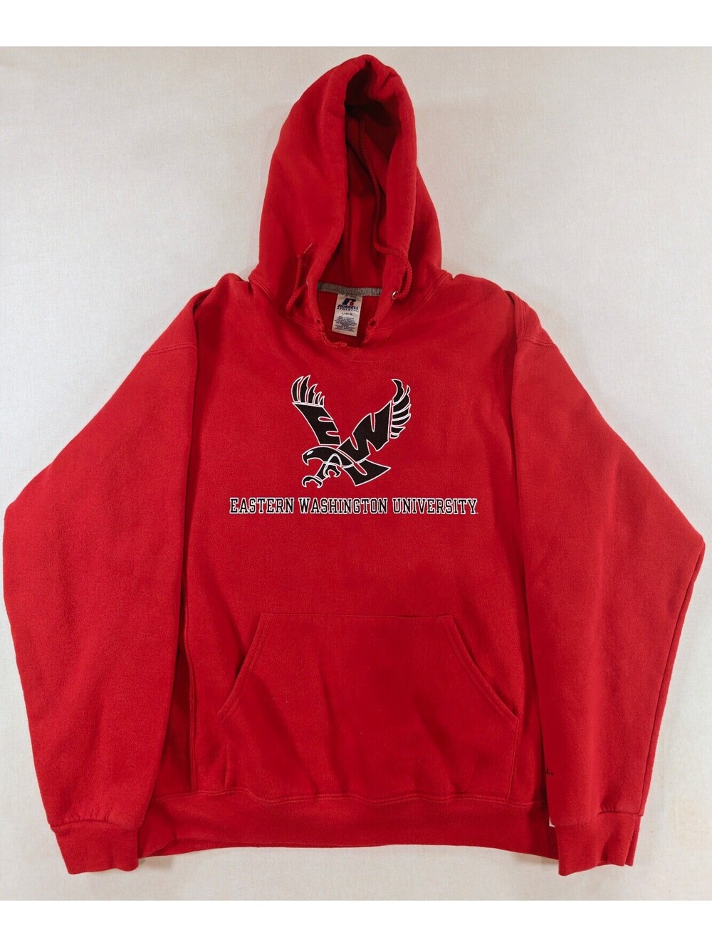Eastern Washington University Red Hoodie with Eagle Logo, Size Large